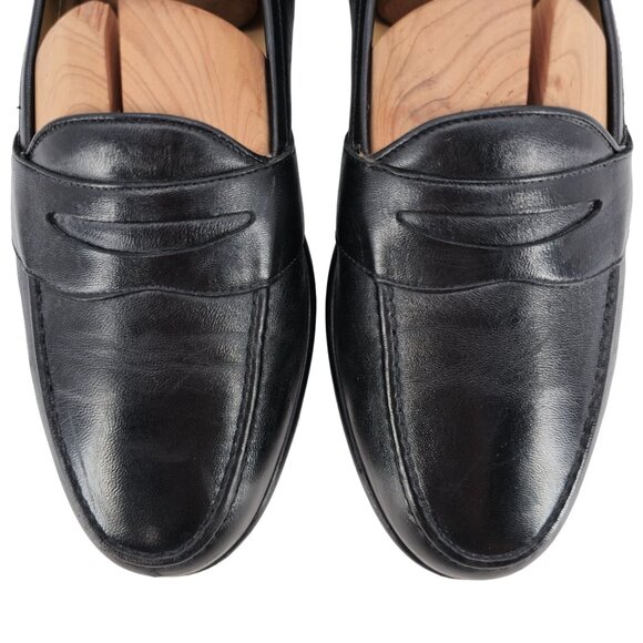 Vintage Bragano Cole Haan Italy Men 11.5 Black Leather Dress Shoes Penny Loafers - Picture 11 of 11